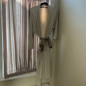 Cloud 9 cream cotton robe with silk tie